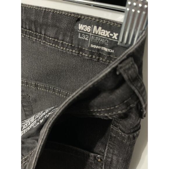 Buffalo David Bitton MAX X Strech Black Jeans Slim Fit Casual Goth Mens 36x32 - Picture 5 of 11